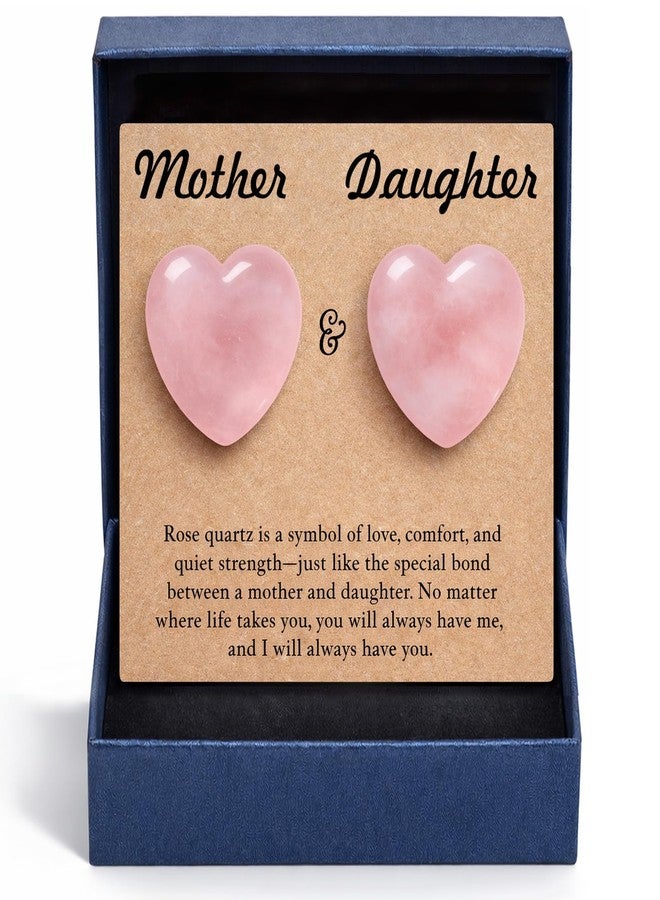 Taxhtext Rose Quartz Heart Set for Mother&Daughter, Matching Love Keepsake Gift for Mom and Daughter, Crystal Pocket Hug Tokens for Bond, Mother’s Day Birthday Gift for Mom(Rose) - Image 1