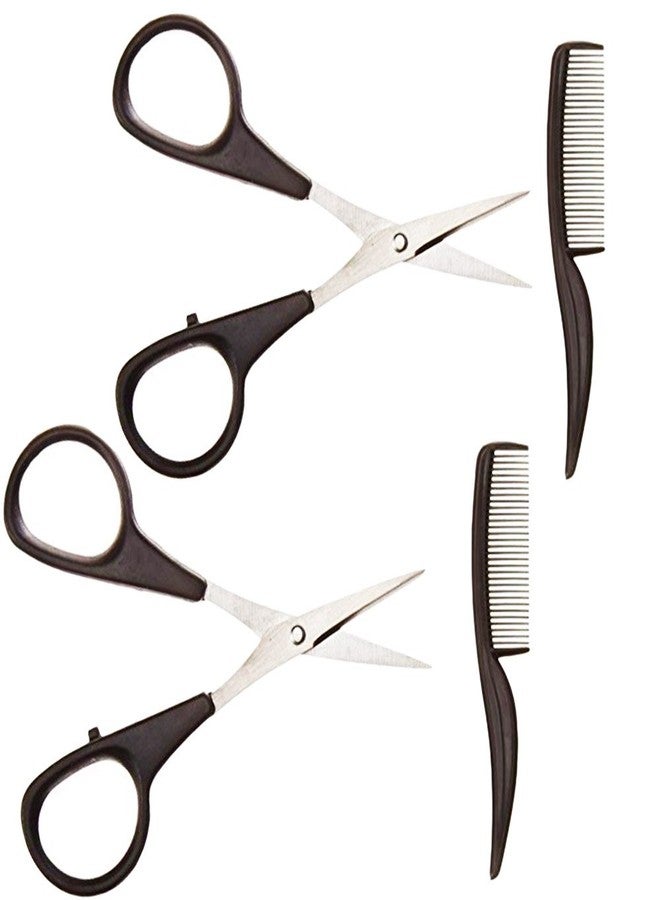 Allary Men's Beard & Mustache Scissors and Mini Comb Trimming Kit (2 Pack