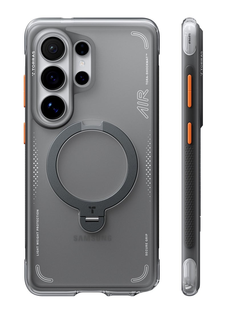 Ostand Q3 Air Spin Series for Samsung Galaxy S26 Ultra Case with 360° Magnetic Stand, Fit for MagSafe, Airbag Cushion, Mil-Grade Drop Tested, Shockproof Phone Case, Shadow Black - Image 1