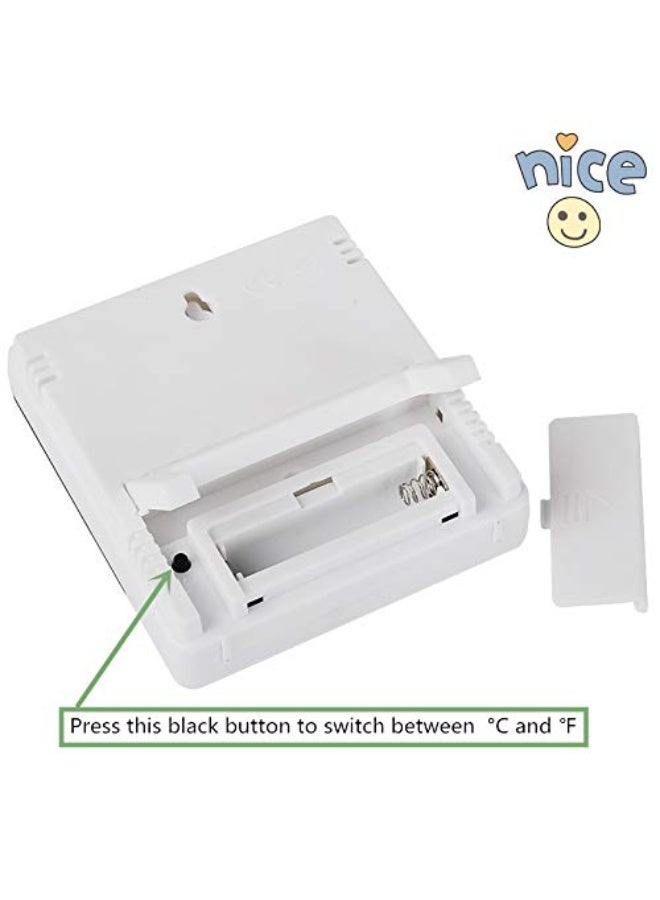 HTC-1 Digital Thermometer Hygrometer Clock Alarm/Alarm Calendar 5 Functions Large Screen Desktop Stand & Wall Mount White Thermometer Hygrometer Digital - Image 2