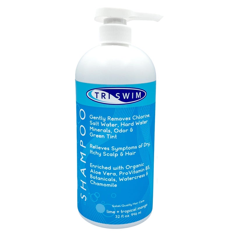 TRISWIM Chlorine Removal Shampoo 32oz Removes Chlorine Bromine Hard Water Minerals Saltwater Hydrates Restores Hair Safe for ColorTreated Hair Lime Tropical Mango Scent - Image 2