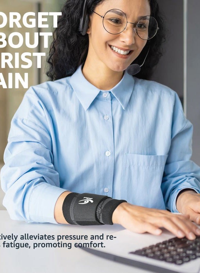 HiRui Wrist Brace Wrist Wraps Compression Wrist Strap, Wrist Support for Work Fitness Weightlifting Sprains Tendonitis, Carpal Tunnel Arthritis, Pain Relief, Adjustable Wristbands 2 PACK (Black, L) - Image 4