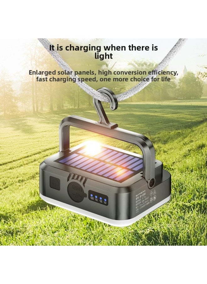 Generic Skyfire Solar Camping Lamp Super Long Endurance Emergency Lamp Power Failure Home Camp Mini Outdoor Rechargeable Lighting Lamp-Color:Sf-lyd-1280 Silver Three-light Solar Camping Light (white + Yellow + Red Light, Hw161s)  - Image 4