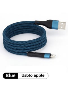 0W Car Usb Charging Cable Magnetic Flat PD Android Phone Flash 60wM Data Cable Ac For Huawei Typec-Colour:1.5m-Model:[blue] For Apple/usb Interface 12w Fast Charging★Magnetic Absorption Without Tangling