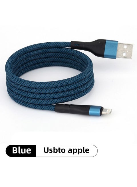 0W Car Usb Charging Cable Magnetic Flat PD Android Phone Flash 60wM Data Cable Ac For Huawei Typec-Colour:1.5m-Model:[blue] For Apple/usb Interface 12w Fast Charging★Magnetic Absorption Without Tangling