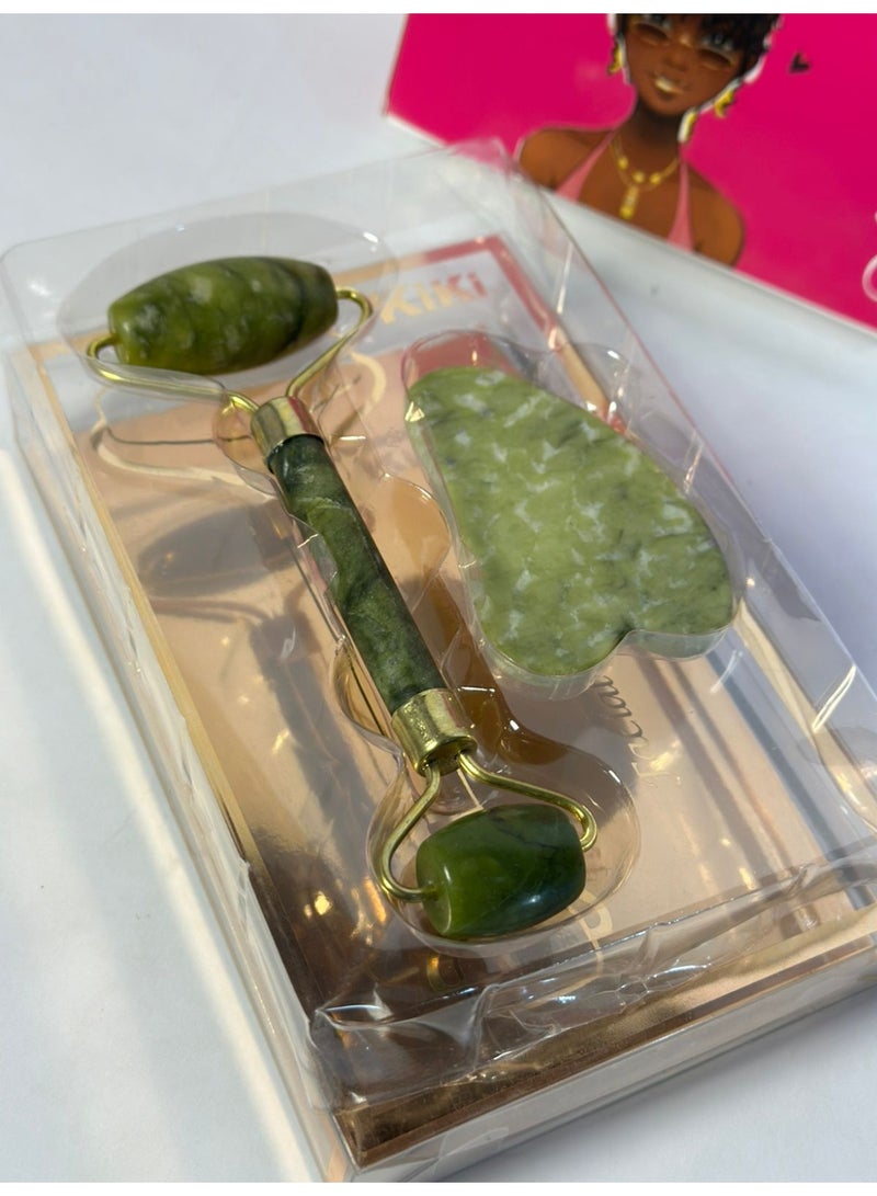 Jade Roller Guasha Skin Scraper Facial Massager - Image 3
