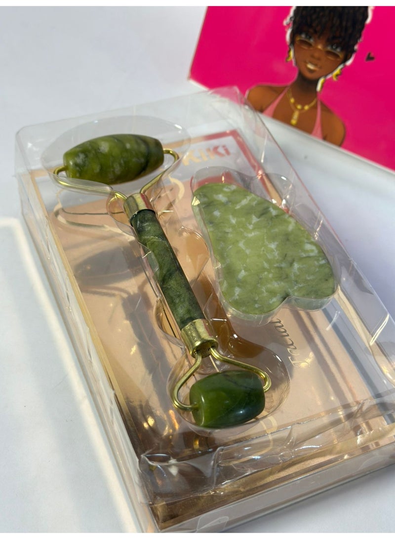 Jade Roller Guasha Skin Scraper Facial Massager - Image 1