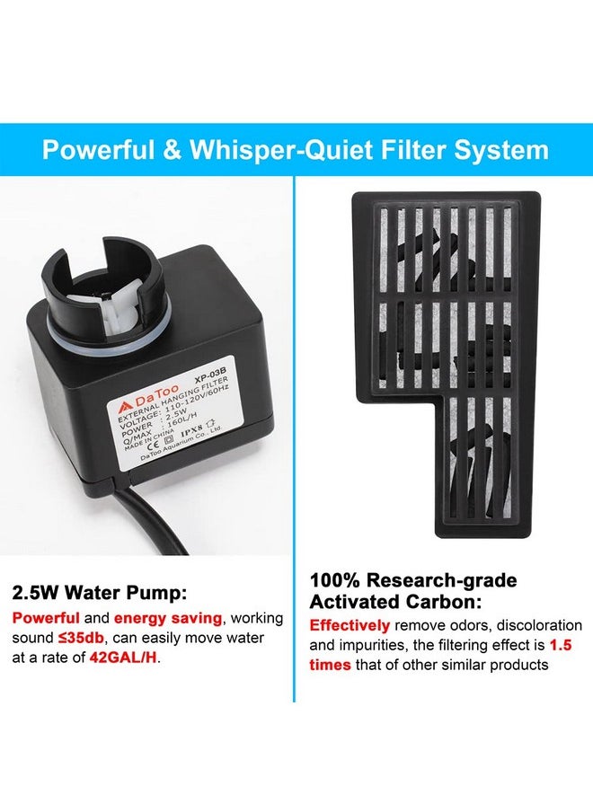 DATOO DaToo Aquarium Hang On Filter Small Fish Tank Hanging Filter Power Waterfall Filtration System  - Image 3