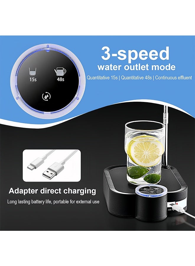 كوكنا مضخة قارورة ماء كهربائية أوتوماتيكية, موزع مياه للشرب مع خرطوم يدور 360 درجة, تحكم ذكي بزر واحد, بطارية قابلة للشحن 1200mAh, مناسبة لقوارير 2 إلى 6 جالون, اللون أسود - Image 3