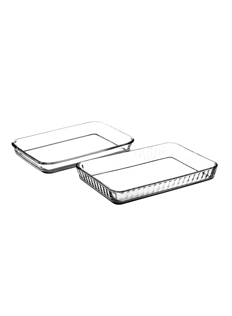 Borcam Rectangular Glass Ovenware Set 1900 ml 33.6x21.6x3.9 cm & 3800 ml 40x27x5 cm - Image 1