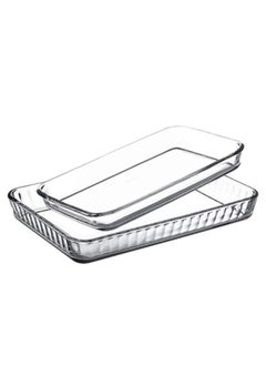 Borcam Rectangular Glass Ovenware Set 1900 ml 33.6x21.6x3.9 cm & 3800 ml 40x27x5 cm  - Image 3