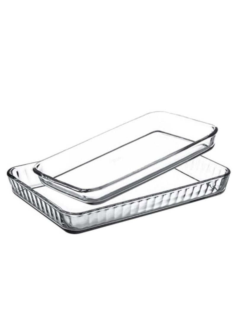 Borcam Rectangular Glass Ovenware Set 1900 ml 33.6x21.6x3.9 cm & 3800 ml 40x27x5 cm - Image 3