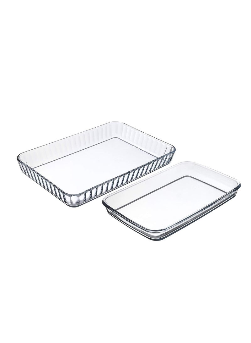 Borcam Rectangular Glass Ovenware Set 1900 ml 33.6x21.6x3.9 cm & 3800 ml 40x27x5 cm - Image 4
