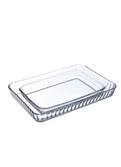 Borcam Rectangular Glass Ovenware Set 1900 ml 33.6x21.6x3.9 cm & 3800 ml 40x27x5 cm  - Image 5