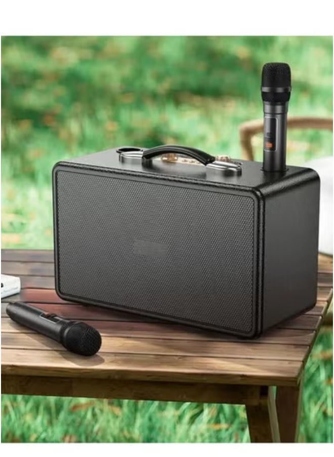 TIGER - Portable Bluetooth Speaker with 60W Peak Output | Dual 15W Full-Range Drivers & 5W Tweeter | Dual Wireless Microphones | RGB Party Lights | USB-C Fast Charging | 2×3000mAh Battery | 6H Music & 8H Mic Playtime | TF Card, USB, AUX Playback | Echo & Reverb for Karaoke - Image 1