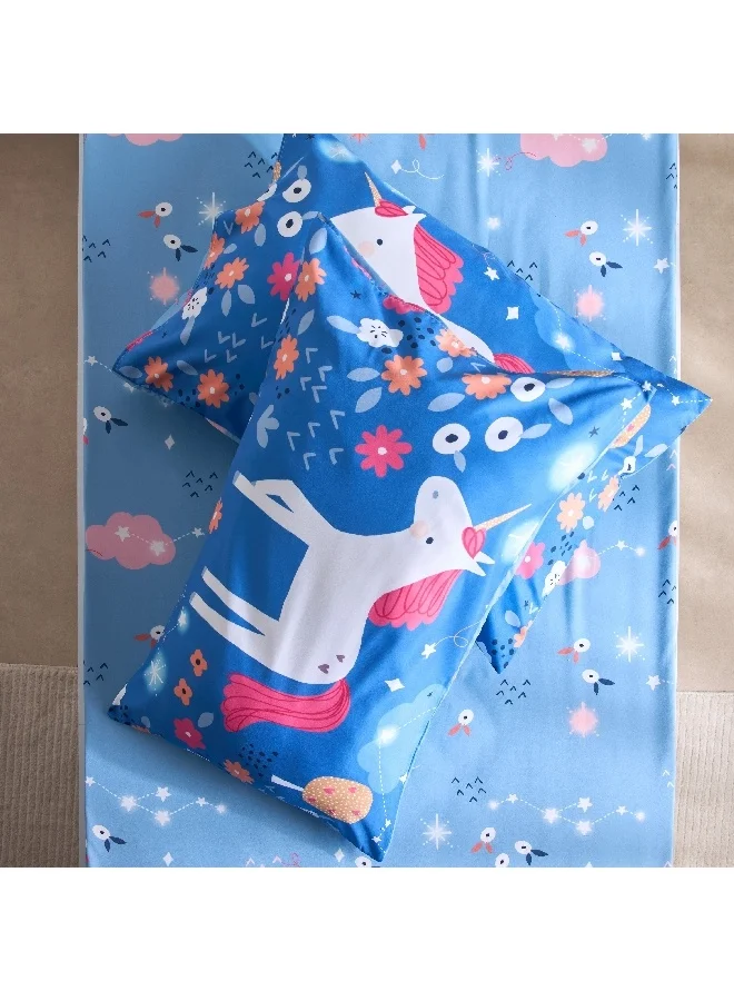 Home Box Ivy Meadows 2-Piece Unicorn Microfibre Pillow Cover Set 75 x 50 cm