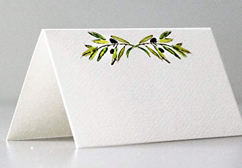 Nancy Nikko Place Cards with Green Leafy Olive Branch for Weddings, Showers, and Dinner Parties. Table Tent Style, Scored for Easy Folding. Available in Pkgs of 12/25 / 50 (50) - Image 4