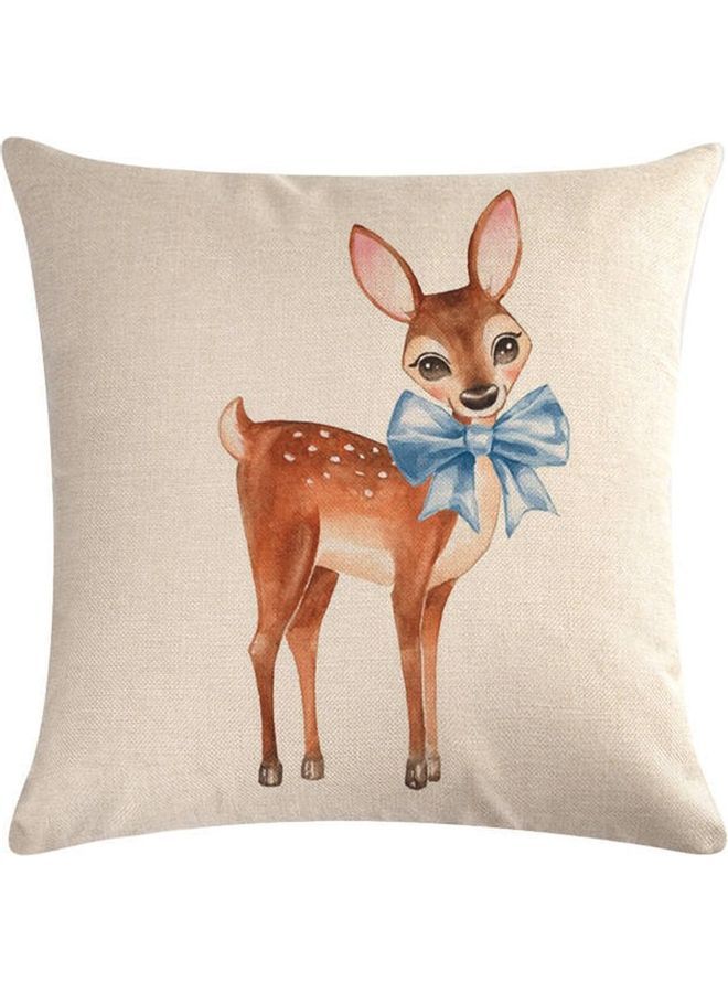 NIBEMINENT Reindeer Printed Cushion Cover Beige/Black/Blue 45x45x5cm
