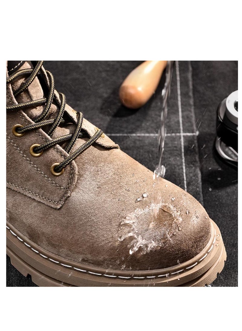 Workwear Retro Martin Boots Autumn Thick Sole Height Increasing Outdoor Hiking Leather High Top Boots - Image 4