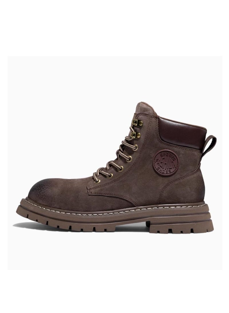 Workwear Retro Martin Boots Autumn Thick Sole Height Increasing Outdoor Hiking Leather High Top Boots - Image 1