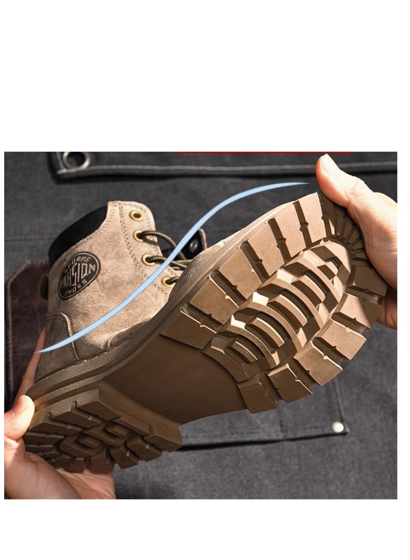 Workwear Retro Martin Boots Autumn Thick Sole Height Increasing Outdoor Hiking Leather High Top Boots - Image 3