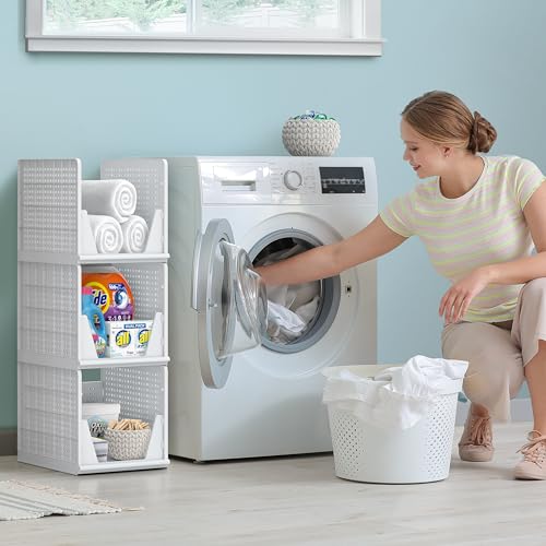 Sorbus Stackable Shelf Organizer Baskets Plastic Closet Organizer for Clothes Pantry Bathroom Kitchen Garage Open Front Storage Bins for Cabinets Countertops Under Shelf Organization - Image 3
