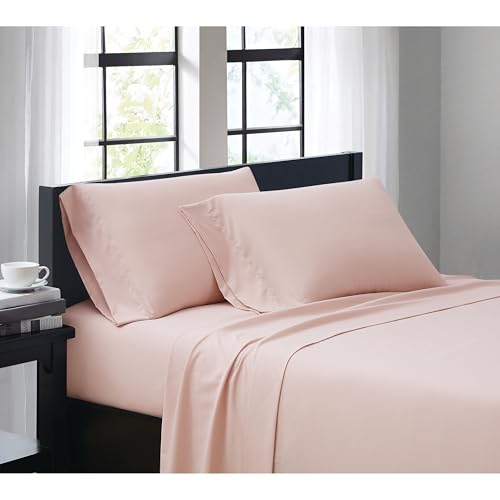 TRULY SOFT Everyday Sheet Set Blush Polyester 3Piece Twin Sheet Set Solid Color Themed Adult Bedding OekoTEX Certified