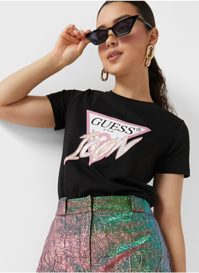 GUESS Crew Neck Graphic T-Shirt