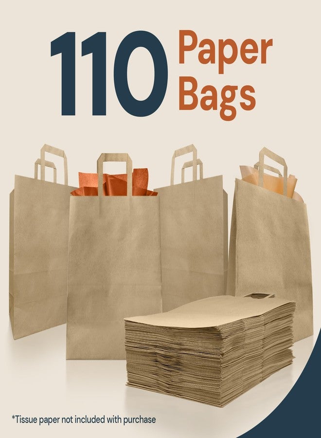 Reli. أكياس ورقية بنية اللون من ريلي، مقاس 10×5×13 بوصة، بمقابض | عبوة من 110 أكياس | أكياس تسوق من ورق كرافت بمقابض مسطحة، بالجملة | مثالية للهدايا، والبيع بالتجزئة، والتسوق، والبضائع، والطلبات الخارجية، والحفلات، والأعمال اليدوية - Image 2