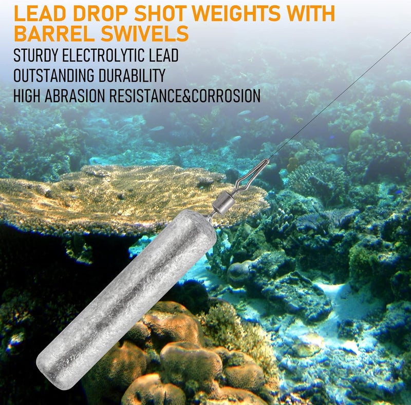 Dr.Fish 50 Pack Fishing Drop Shot Weights Lead Fishing Weights Pencil Skinny Sinkers with Barrel Swivels for Freshwater Bass Fishing - Image 5