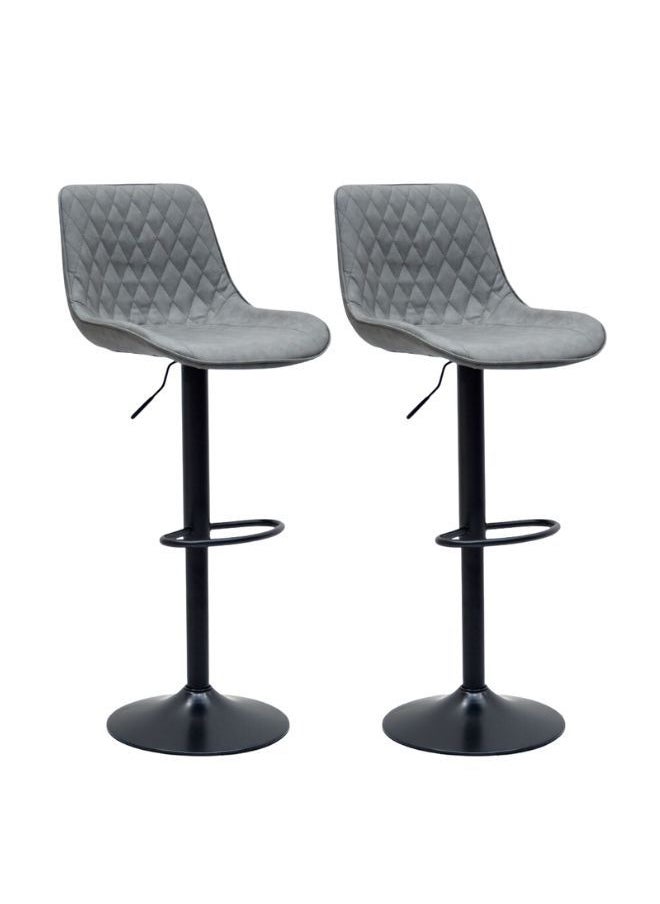 KARNAK Bar Stools Modern Pu Leather Adjustable Swivel Barstools Armless And Hydraulic Kitchen Counter Bar Stool Synthetic Leather Extra Height Barstool With Back Set Of 2 Color - Grey  - Image 1