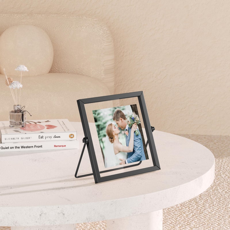 ANDUTEES 4x4 Floating Picture Frame, Black old Small Photo Frame, Metal Pressed Flowers Desk Picture Frame with Glass, Great for Photos, Gift, Pictures, Wedding, Portraits - Image 3