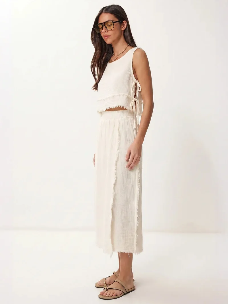 Happiness İstanbul ISTANBUL Cotton Sleeveless Blouse And Midi Skirt Set