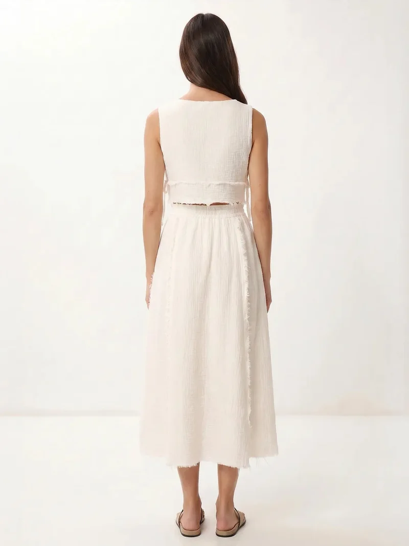 Happiness İstanbul ISTANBUL Cotton Sleeveless Blouse And Midi Skirt Set