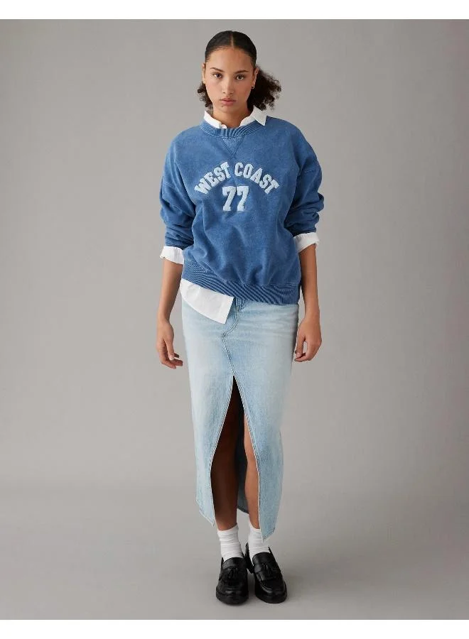 American Eagle AE Crew Neck Graphic Fleece Sweatshirt