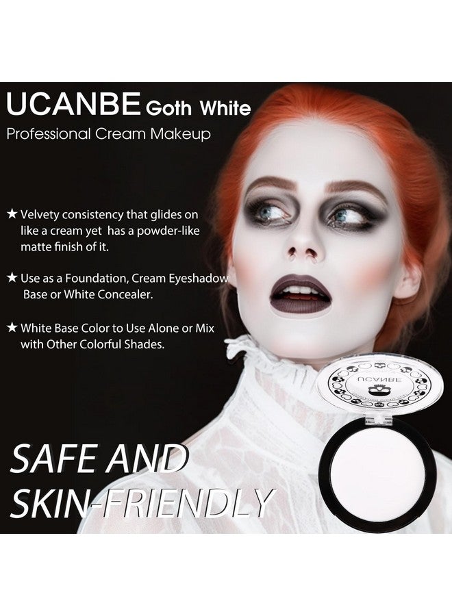 Ucanbe مكياج أساس بودرة كريمي أبيض من Goth White مع طلاء وجه مهرج أبيض احترافي للجسم بلمسة نهائية غير لامعة لمكياج المؤثرات الخاصة في الهالوين وأزياء التنكر على المسرح والأفلام (0.52 أونصة) - Image 3