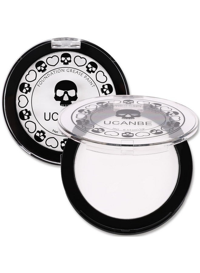 Ucanbe مكياج أساس بودرة كريمي أبيض من Goth White مع طلاء وجه مهرج أبيض احترافي للجسم بلمسة نهائية غير لامعة لمكياج المؤثرات الخاصة في الهالوين وأزياء التنكر على المسرح والأفلام (0.52 أونصة) - Image 1