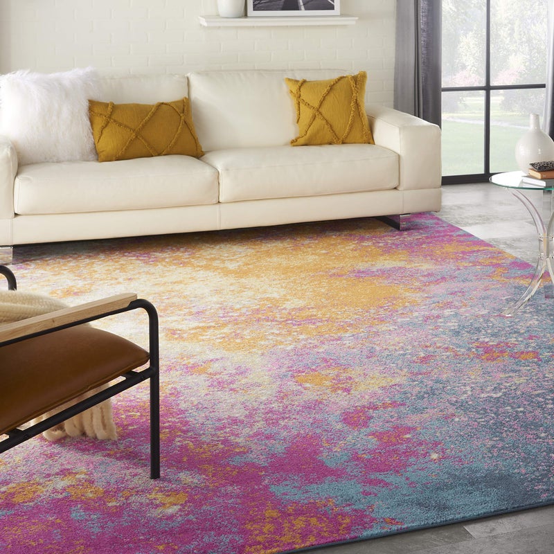 Nourison Nourison Passion Sunburst 10 x 14 Area Rug Modern Abstract EasyCleaning NonShedding Bedroom Living Room Dining Room Kitchen 