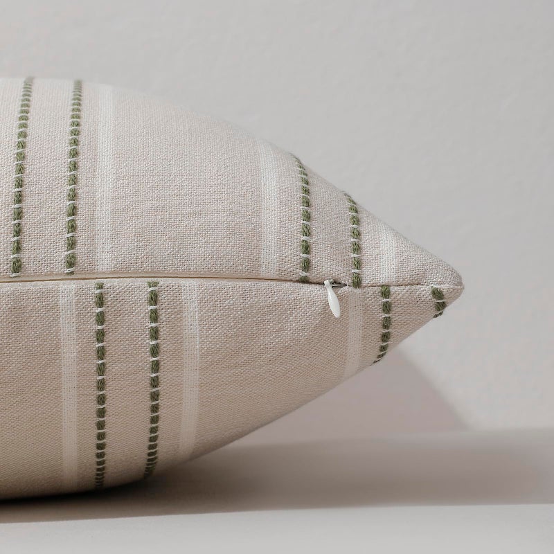 Hckot Throw Pillow Covers 12x20 Set of 2 Striped Pillow Covers Textured Linen Decorative Pillows Lumbar Cushion Covers for Sofa Couch Bed Living Room Farmhouse Decor, Sage Green - Image 5