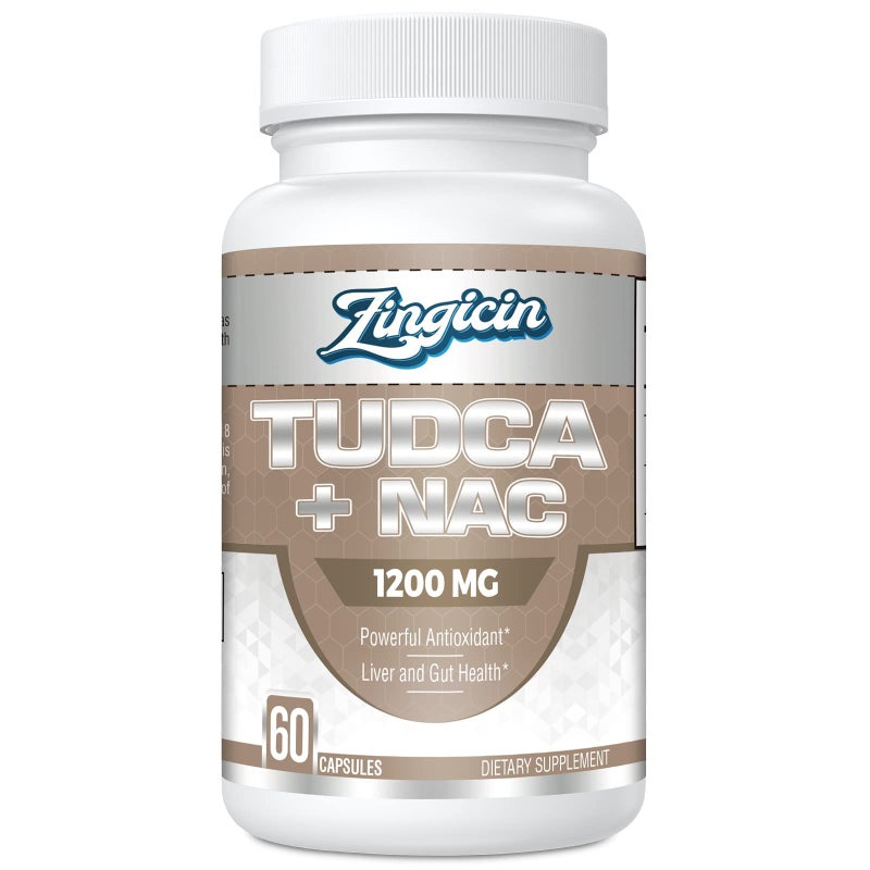 Zingicin TUDCA with NAC Supplement 1200mg 60 CapsulesPowerful TUDCA Bile Salt Plus NAcetylCysteineAntioxidant Supplements for LiverDigestion