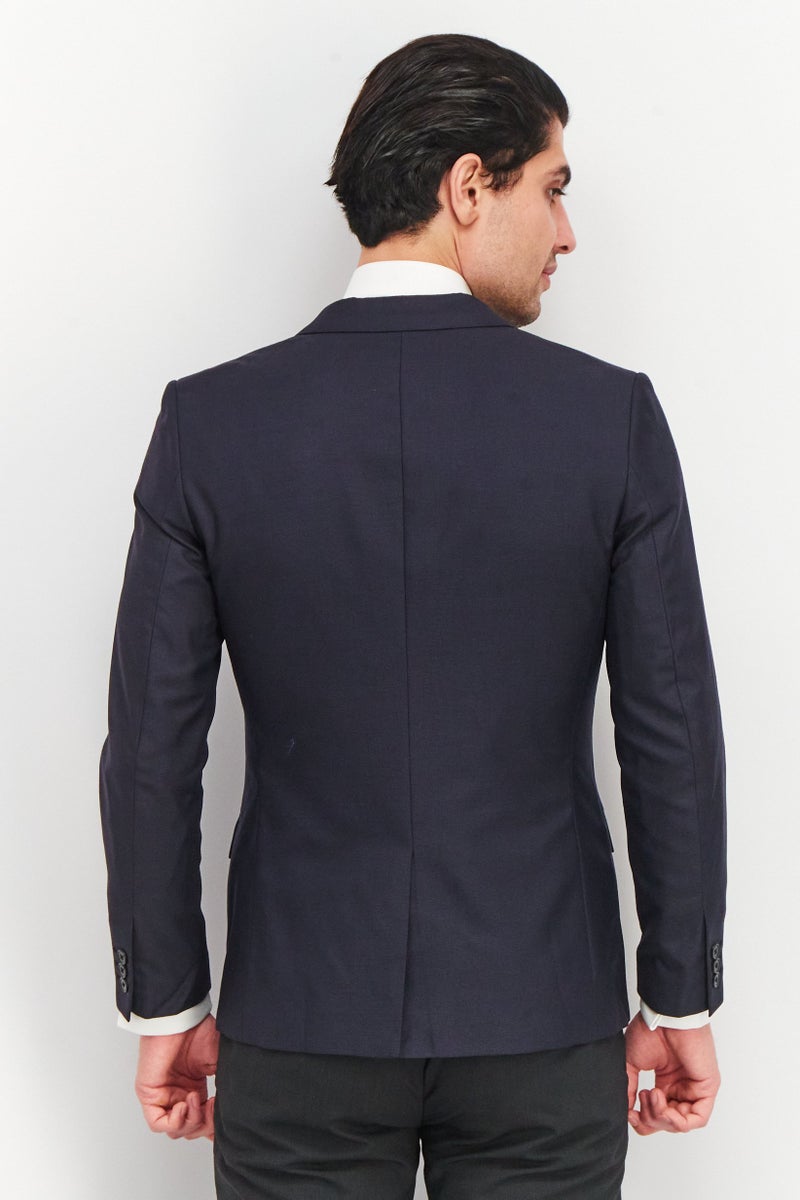 SELECTED Men Slim Fit Textured Suit Jacket, Navy Blue - Image 2