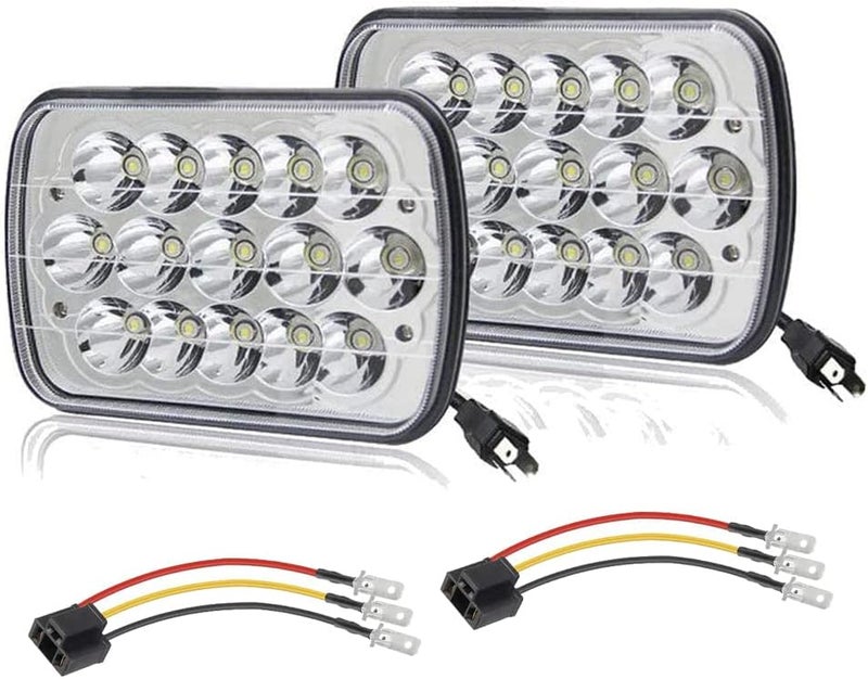 AMUNIESUN 2PC 45W 7x6 5x7 LED Headlights Replacement for Chevy Express, Jeep Wrangler, and More - Image 1