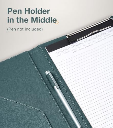 Mymazn Clipboard Folder Padfolio A4, Mymazn Writing Portfolios Faux Leather Clipboards with Cover for Legal Pad Holder Letter Size 8.5 x 11 for Business Conference Notepad Clip Board (Gray Green) - Image 5