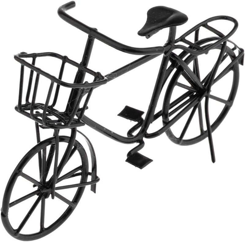 klarako 1:12 Scale Metal Bike Bicycle Furniture Dollhouse Garden Decoration Black - Image 4