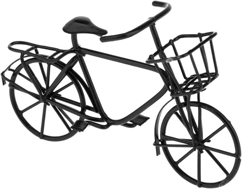 klarako 1:12 Scale Metal Bike Bicycle Furniture Dollhouse Garden Decoration Black - Image 2