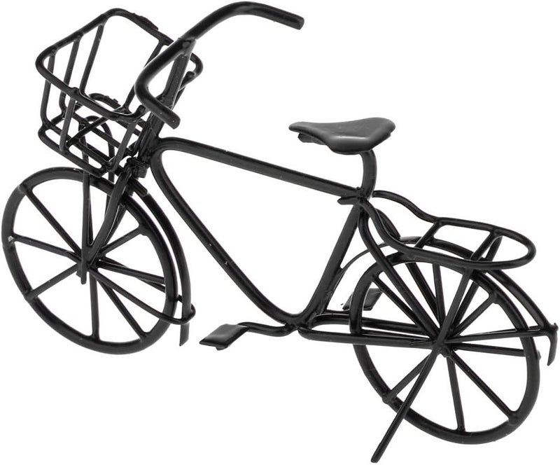 klarako 1:12 Scale Metal Bike Bicycle Furniture Dollhouse Garden Decoration Black - Image 5