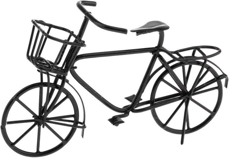 klarako 1:12 Scale Metal Bike Bicycle Furniture Dollhouse Garden Decoration Black - Image 3