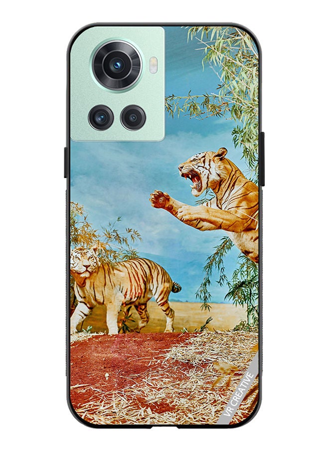 VR CREATIVE Protective Case Cover For OnePlus 10R Tiger Jumping Design Multicolour - Image 1