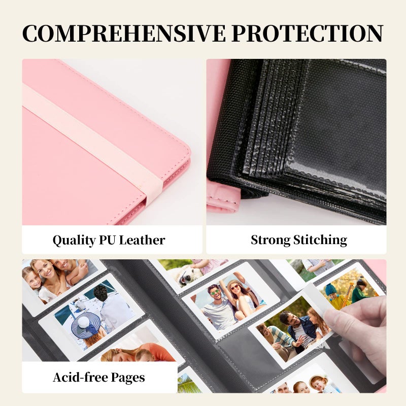 Veicevol 400 Pockets Photo Album for Fujifilm Instax Mini Camera  Polaroid Camera  Album for Fujifilm Instax Mini 12 90 70 9 8+ 8 LiPlay Instant Camera  Polaroid Snap PIC-300 Z2300 Instant Camera (Pink) - Image 4