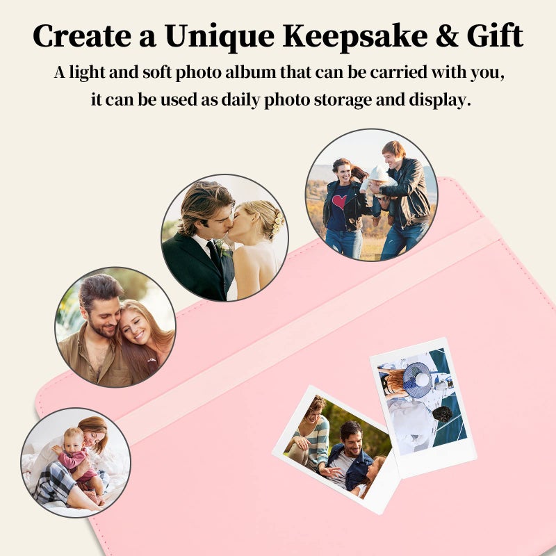 Veicevol 400 Pockets Photo Album for Fujifilm Instax Mini Camera  Polaroid Camera  Album for Fujifilm Instax Mini 12 90 70 9 8+ 8 LiPlay Instant Camera  Polaroid Snap PIC-300 Z2300 Instant Camera (Pink) - Image 5